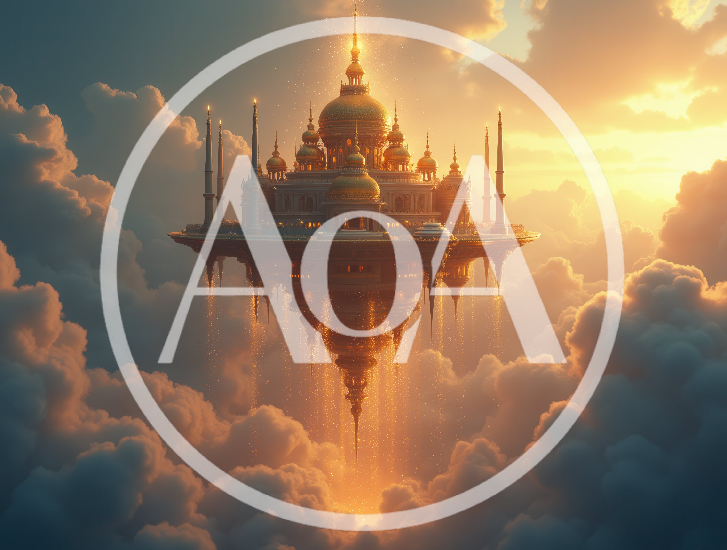 Golden Floating Palace Above The Clouds