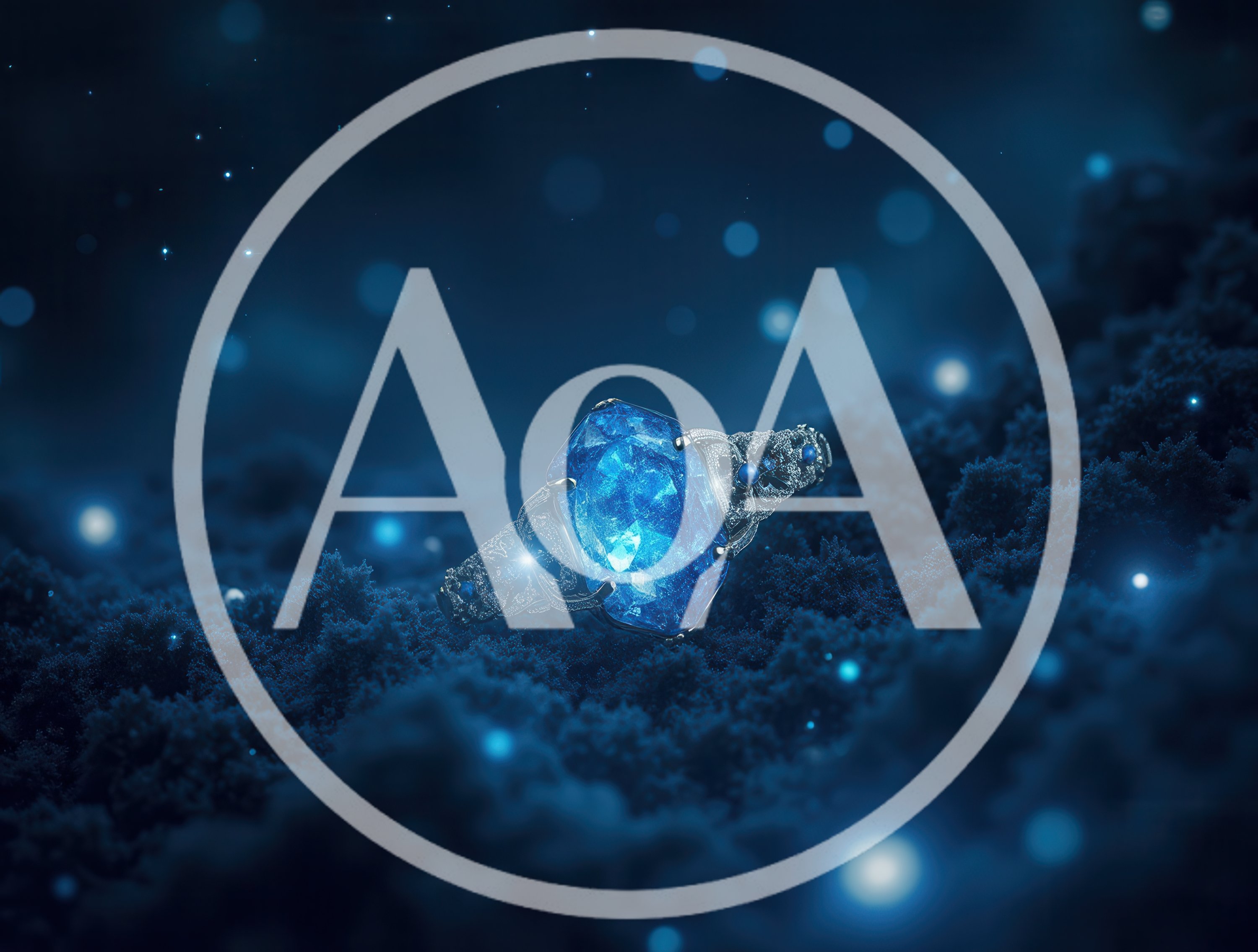 Ornate Blue Gemstone Ring Resting On Dark Moss