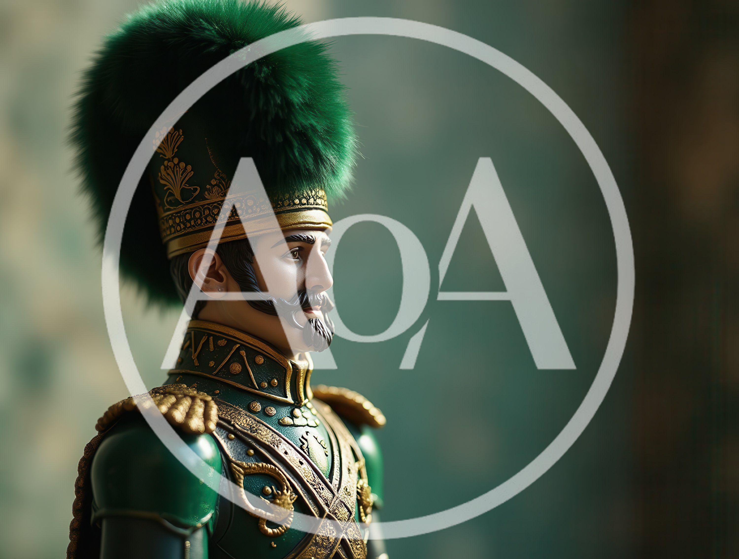 Portrait Of A Royal Guard In Ornate Green Uniform