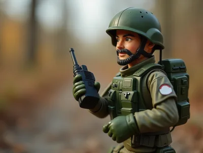 Toy Soldier Action Figure Holding A Walkie Talkie
