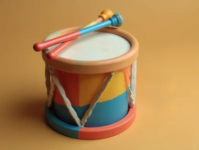 Colorful Toy Drum With Two Mallets