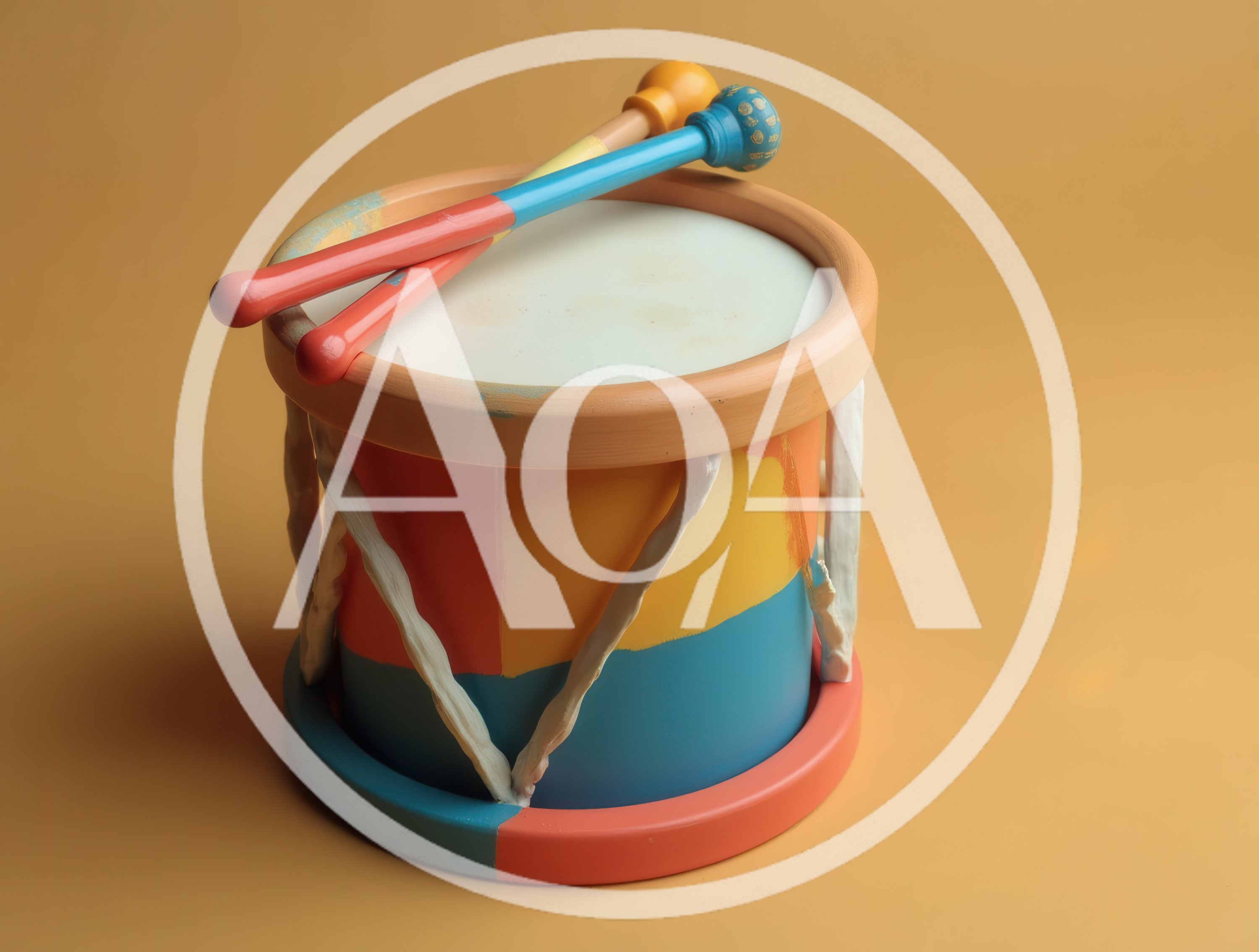 Colorful Toy Drum With Two Mallets