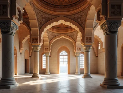 Ornate Interior Hallway With Traditional Islamic Architecture