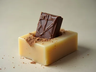 Dark Chocolate Bar Embedded In A Creamy Butter Block
