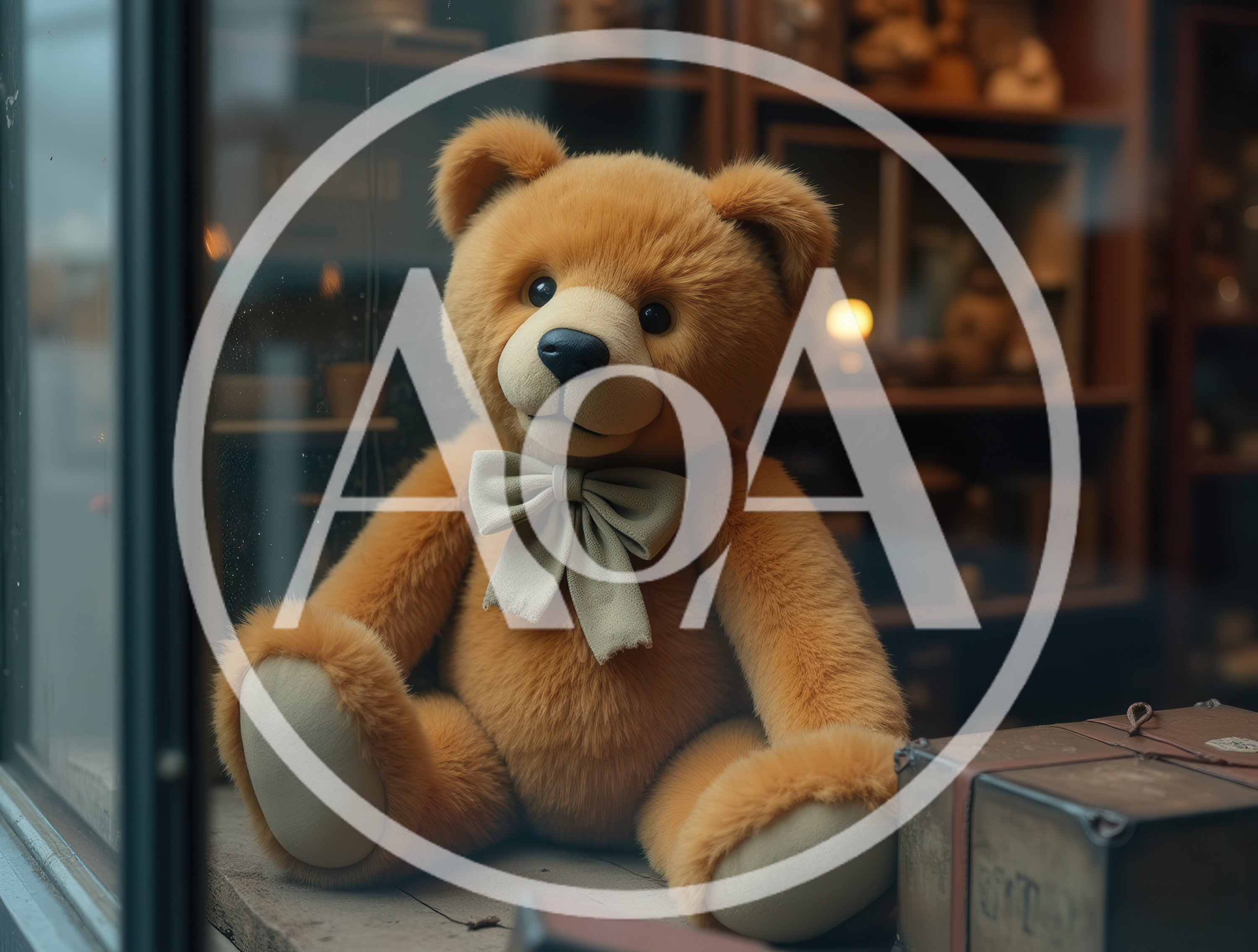 Cute Teddy Bear Sitting In A Shop Window Display