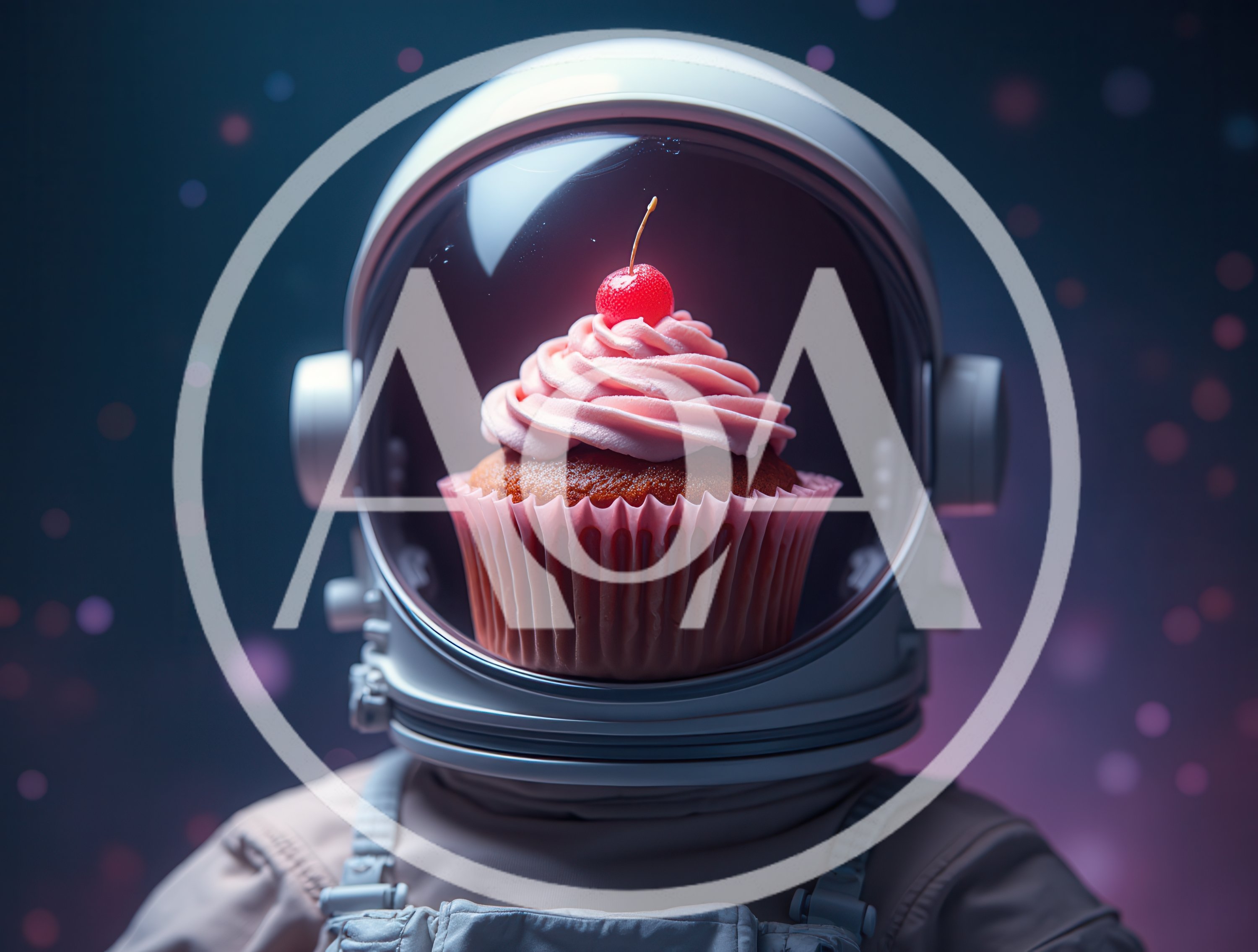 Cupcake Inside An Astronaut Helmet In Space