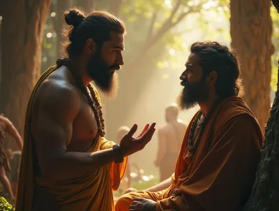 Two Bearded Men In Traditional Indian Attire Conversing