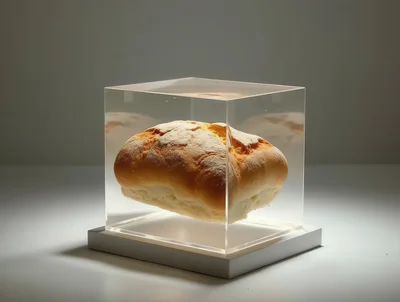 Loaf Of Bread Encased In A Clear Acrylic Cube