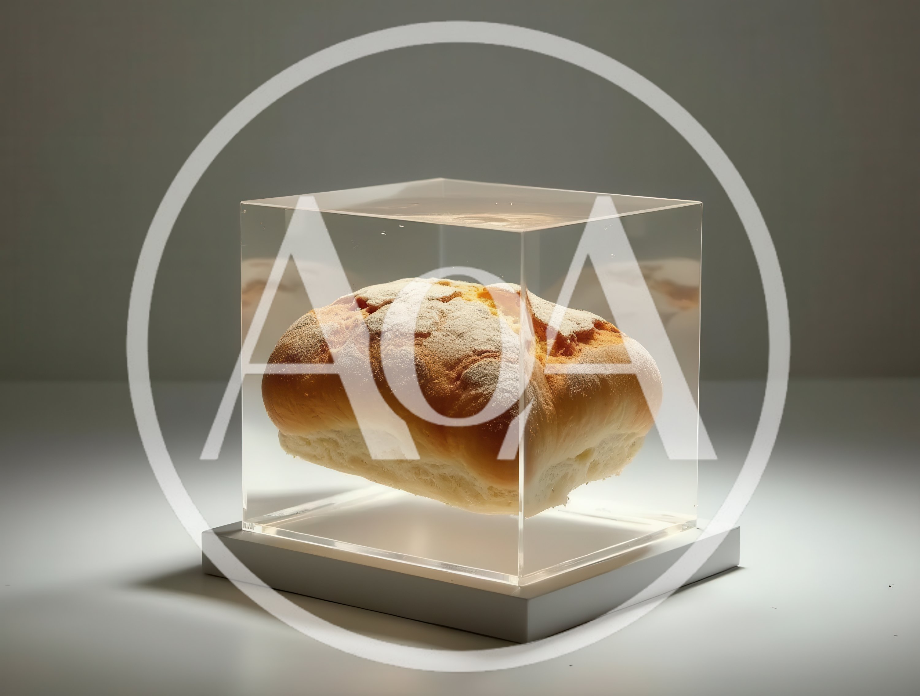 Loaf Of Bread Encased In A Clear Acrylic Cube