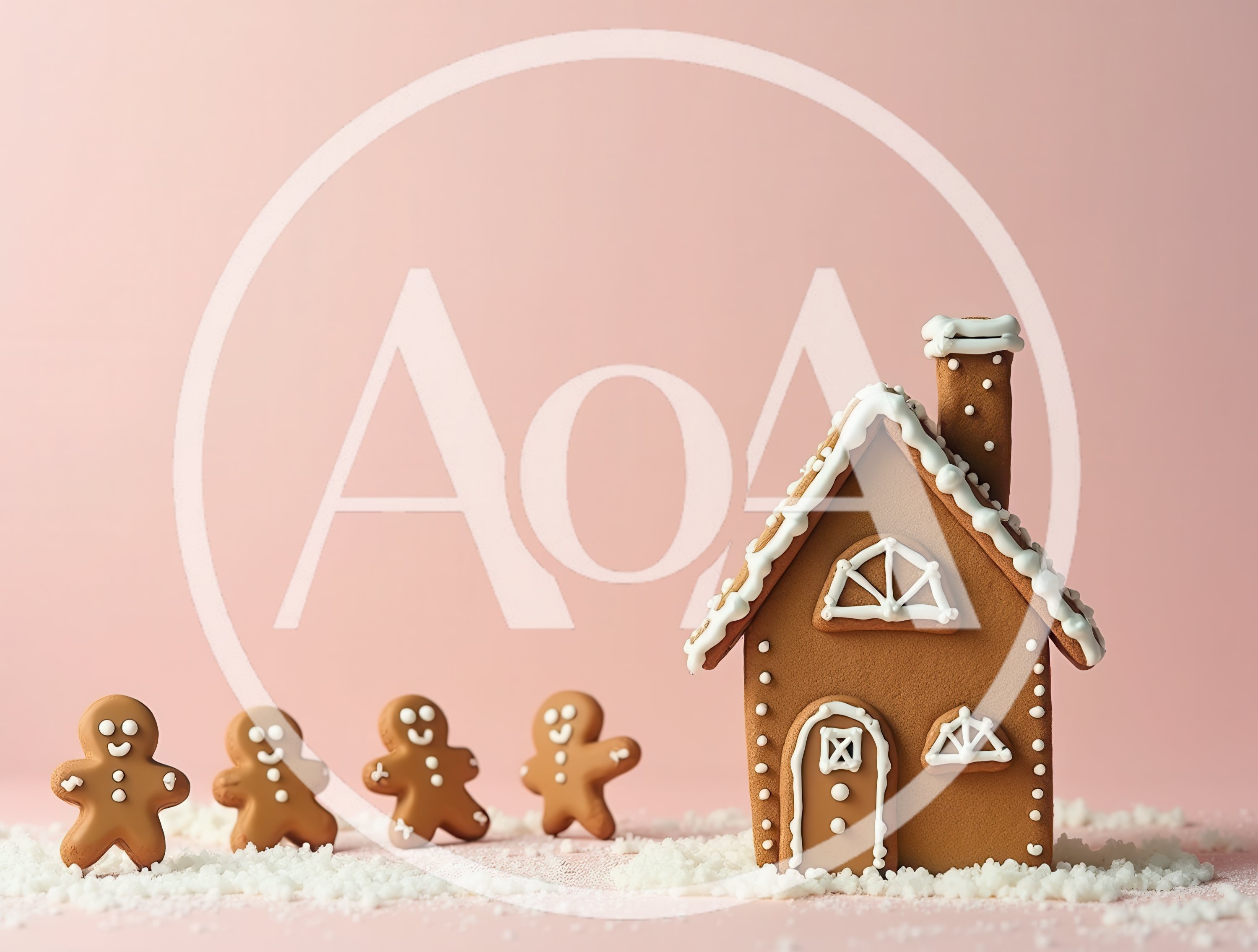 Gingerbread House With Four Gingerbread Men Cookies
