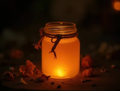 Glowing Glass Jar Lantern With Rustic Twine Decoration