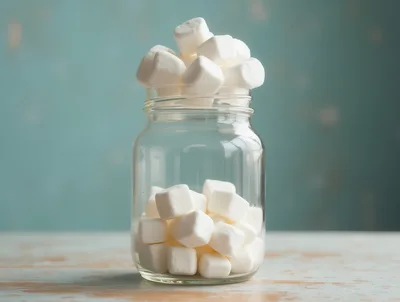 Glass Jar Filled With White Marshmallows