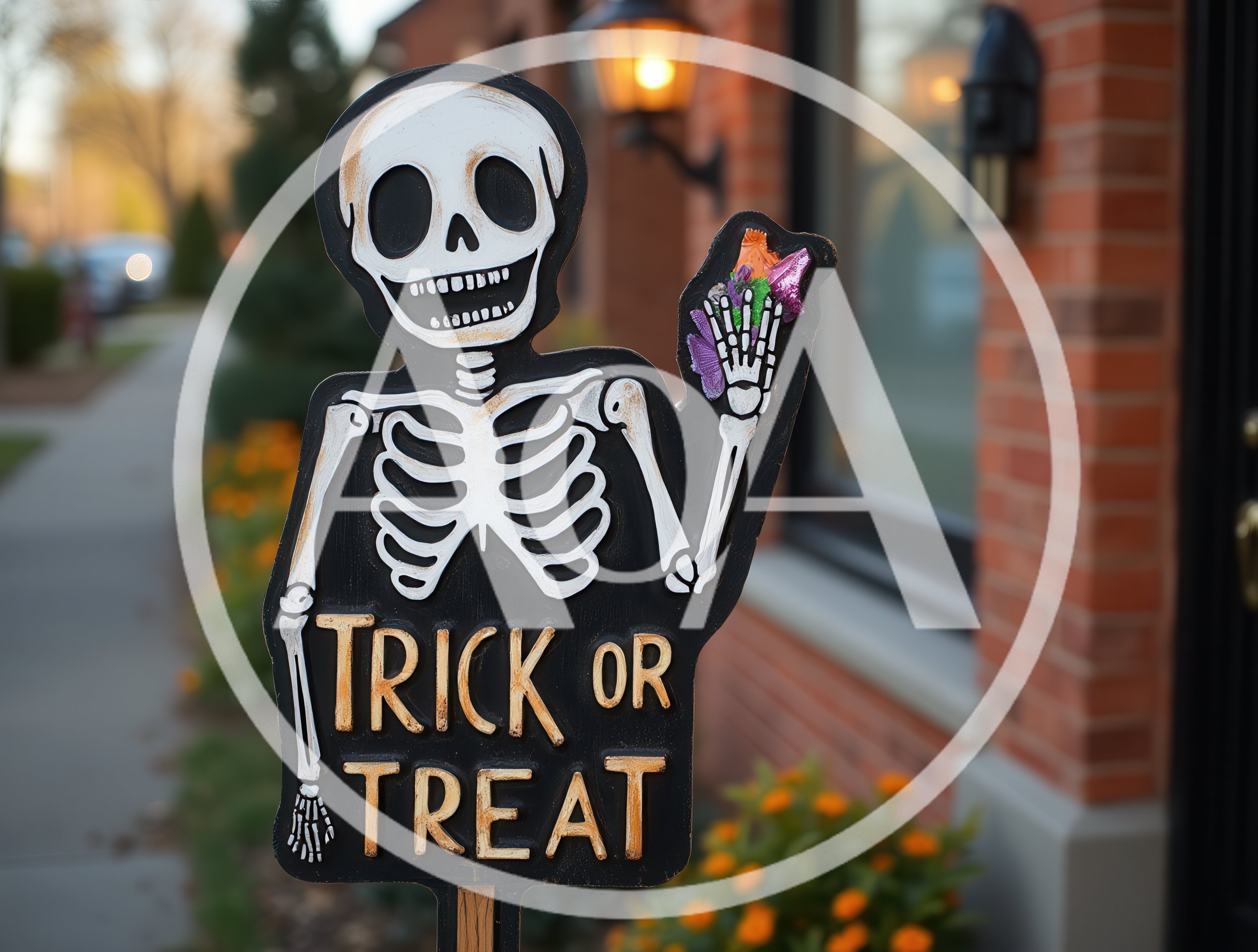 Halloween Trick Or Treat Skeleton Yard Sign