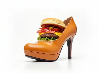 Surreal High Heel Shoe Shaped Like A Cheeseburger