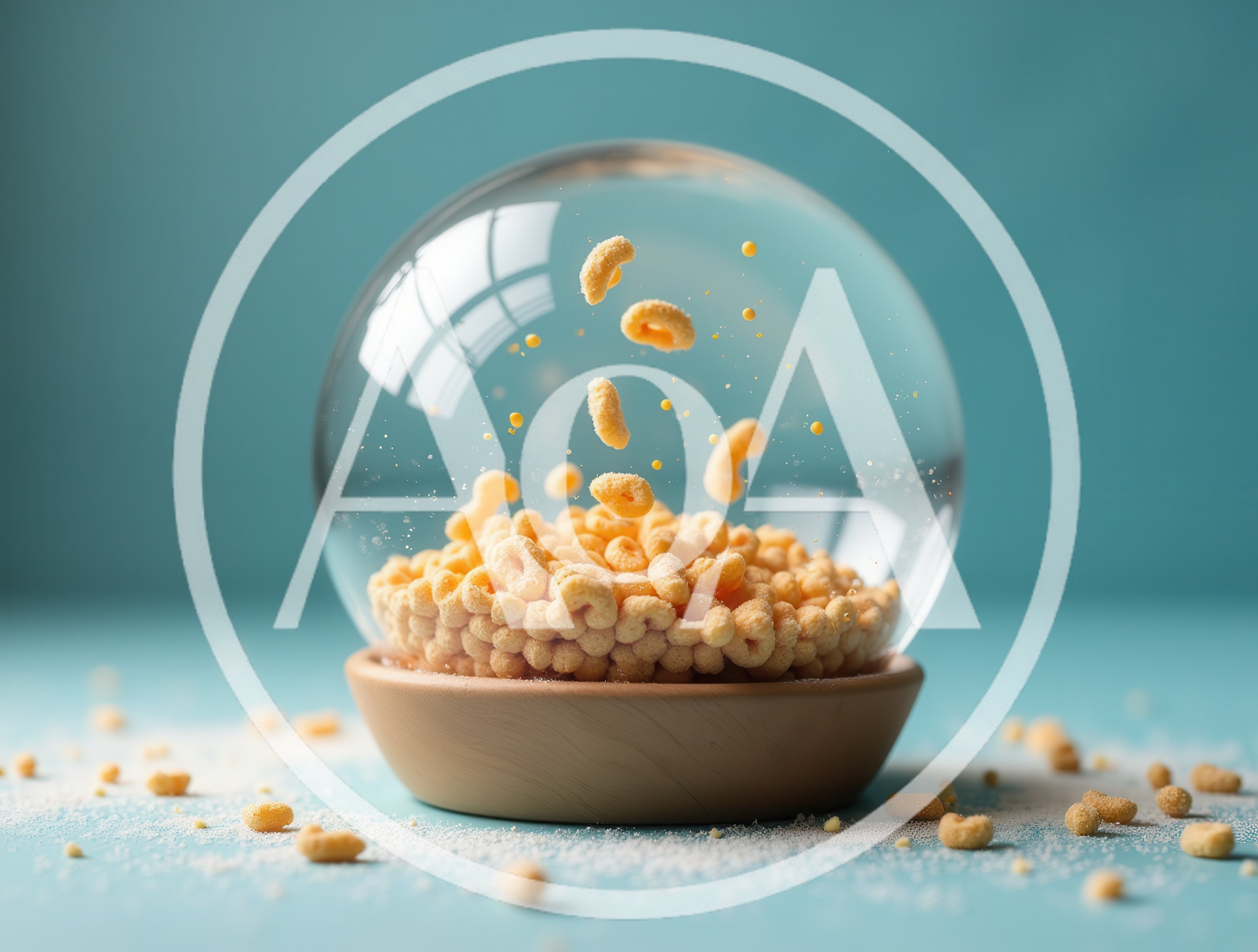 Cereal Pieces Floating Inside A Glass Snow Globe