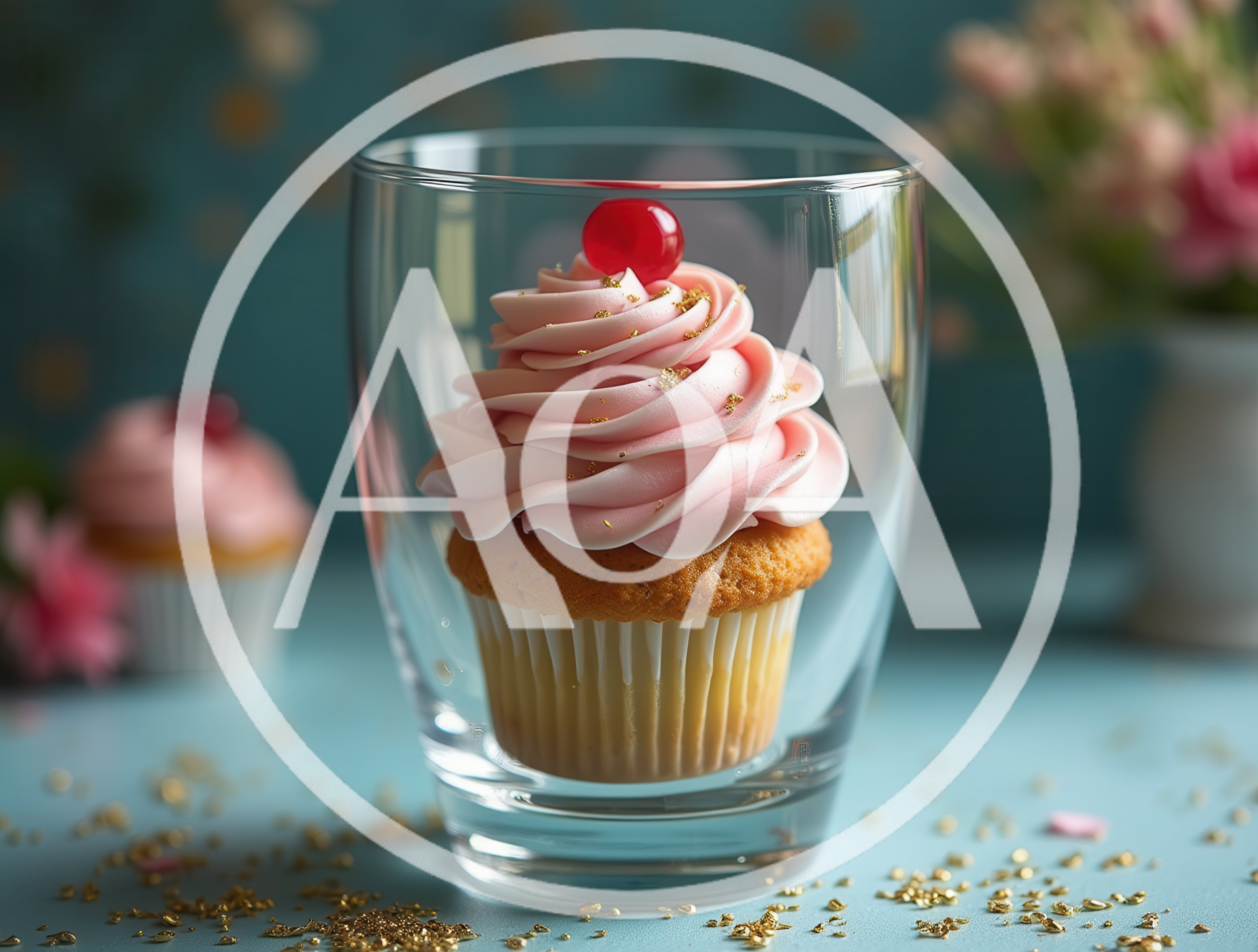 Cupcake With Pink Frosting Inside A Glass