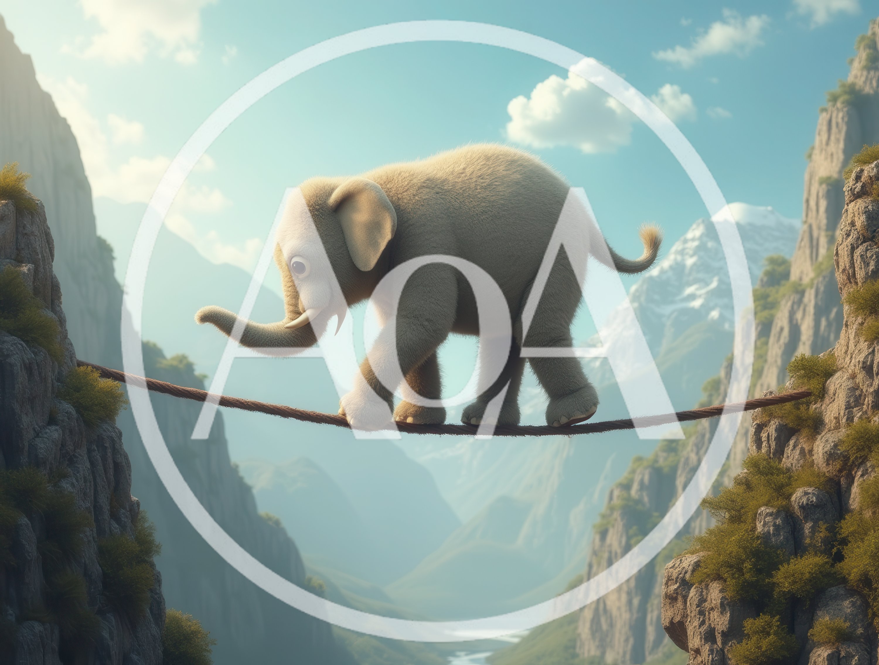 Cute Baby Elephant Walking On A Tightrope