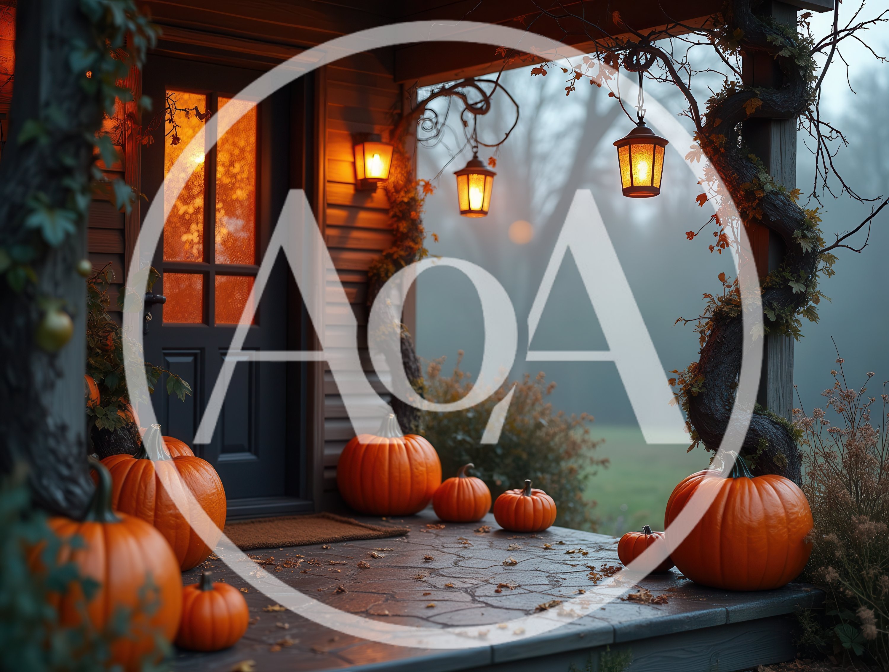 Cozy Porch Decorated With Pumpkins For Halloween