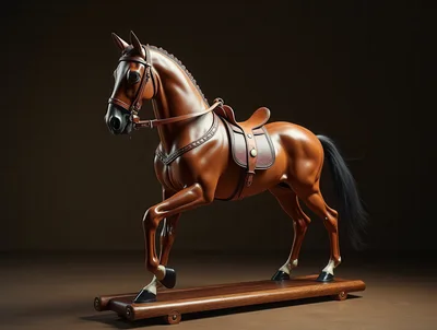 Vintage Style Wooden Toy Horse On Wheels