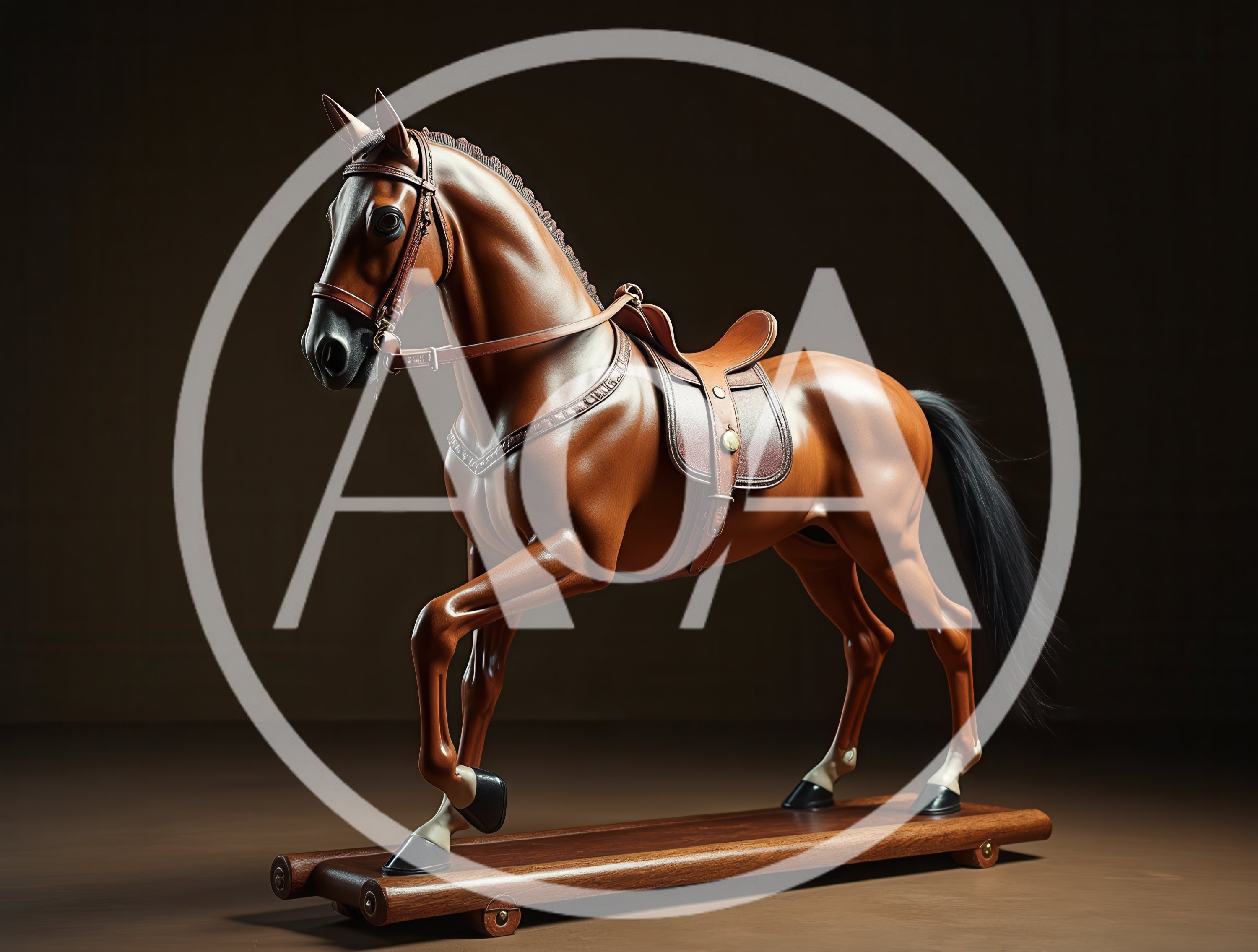 Vintage Style Wooden Toy Horse On Wheels