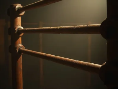 Close Up Of Weathered Bamboo Scaffolding Poles