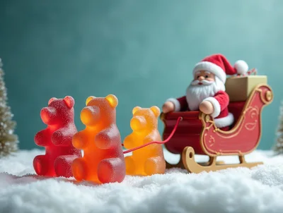 Santa Claus Sleigh Pulled By Gummy Bears