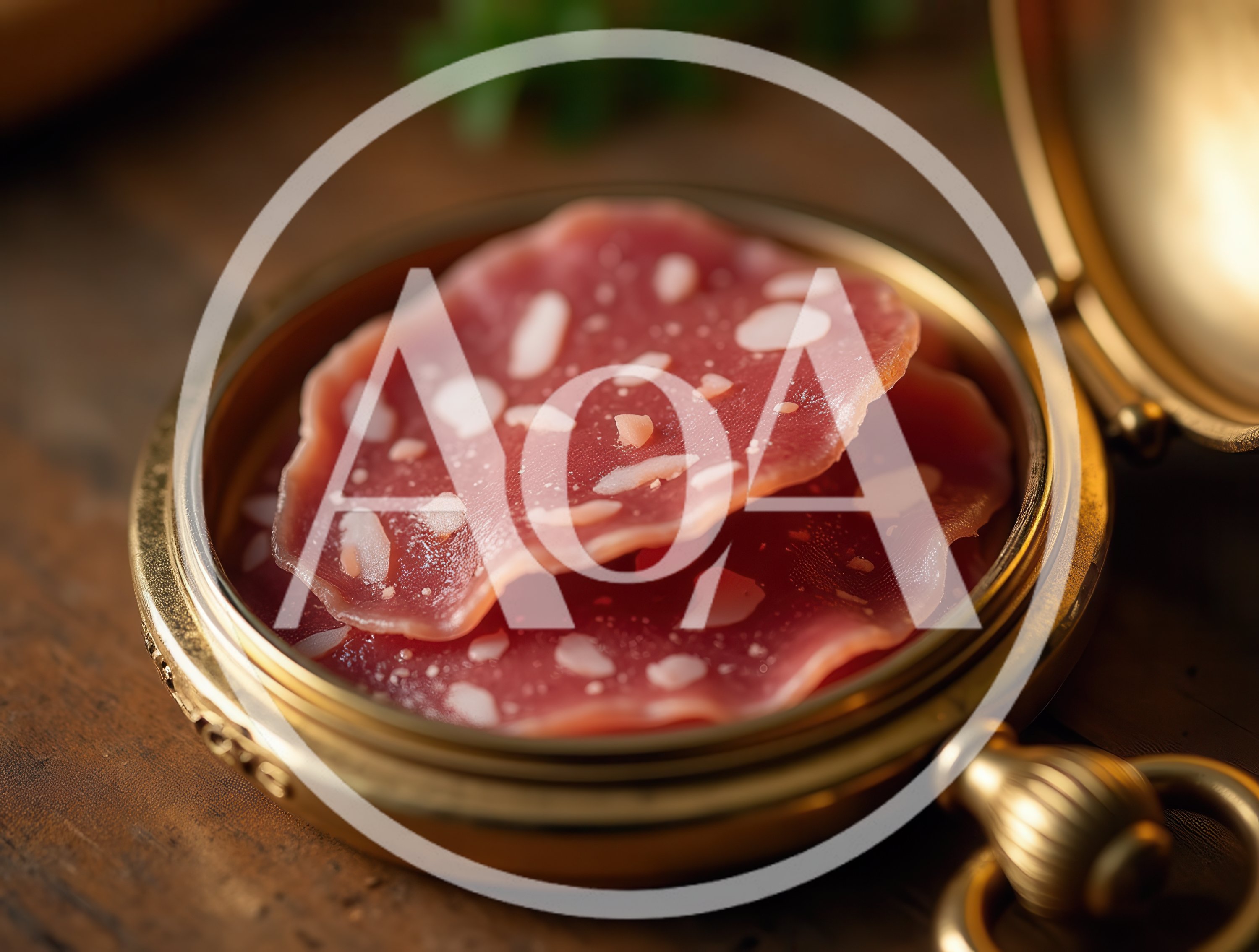 Salami Slices Inside An Antique Gold Pocket Watch