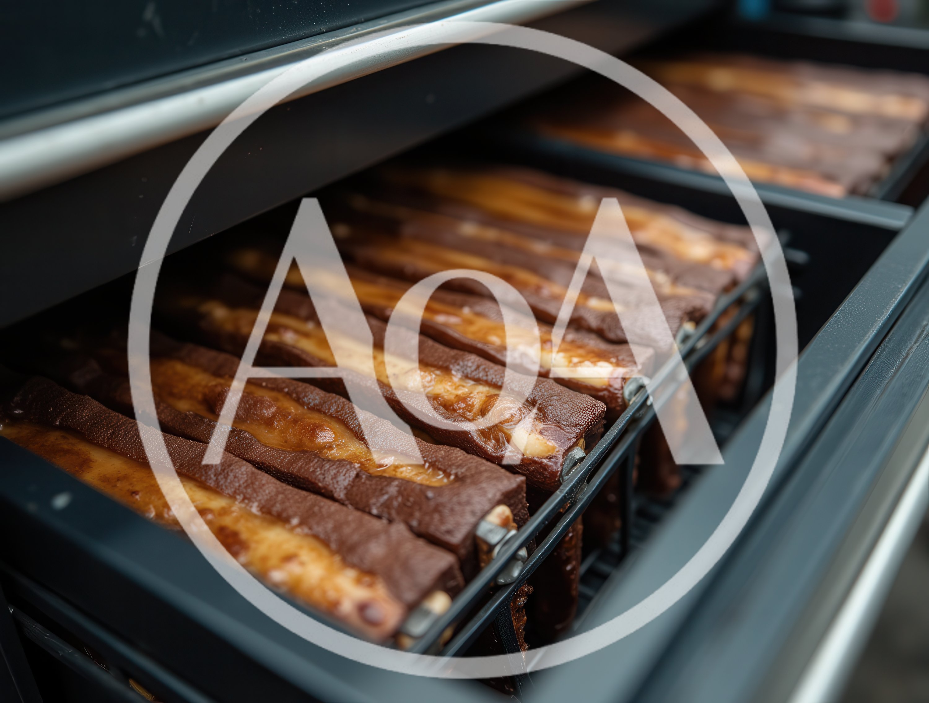 Rows Of Chocolate Covered Pastries In A Commercial Oven