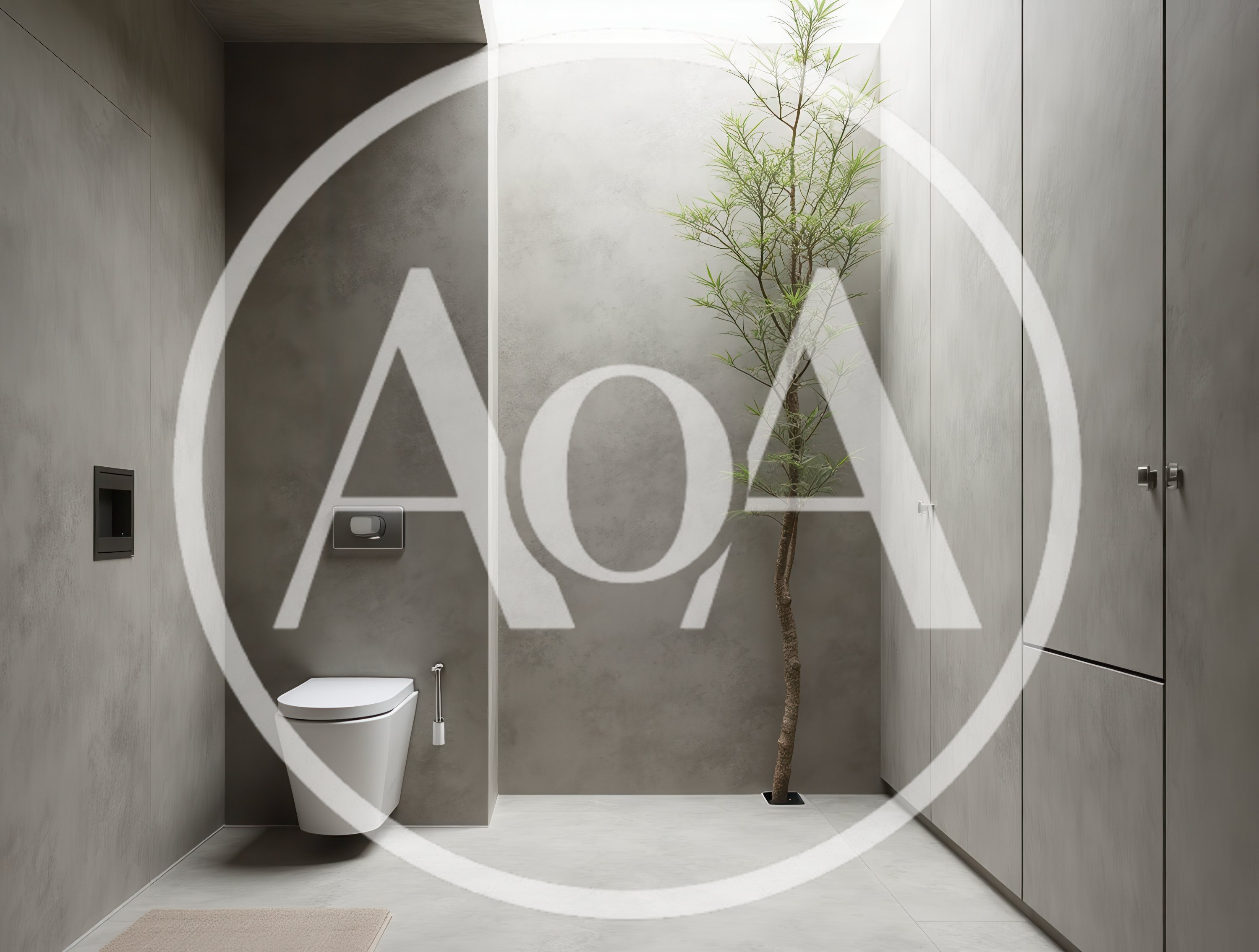 Minimalist Modern Bathroom Interior With Indoor Tree