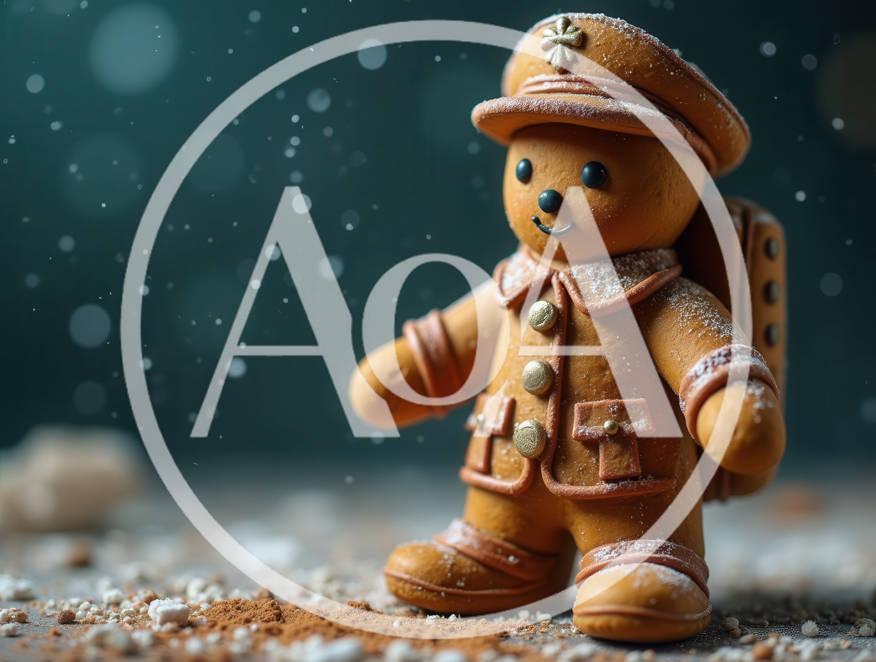 Gingerbread Astronaut Figurine Standing In Snowy Setting