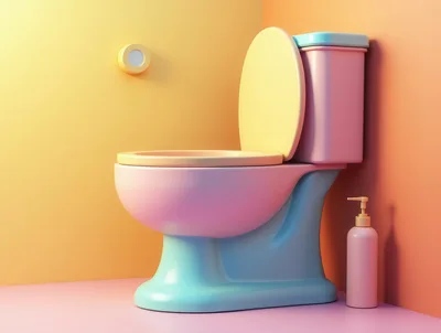 Pastel Colored Toilet in Minimalist Bathroom Setting