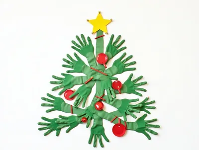 Creative Christmas Tree Made From Green Rubber Gloves