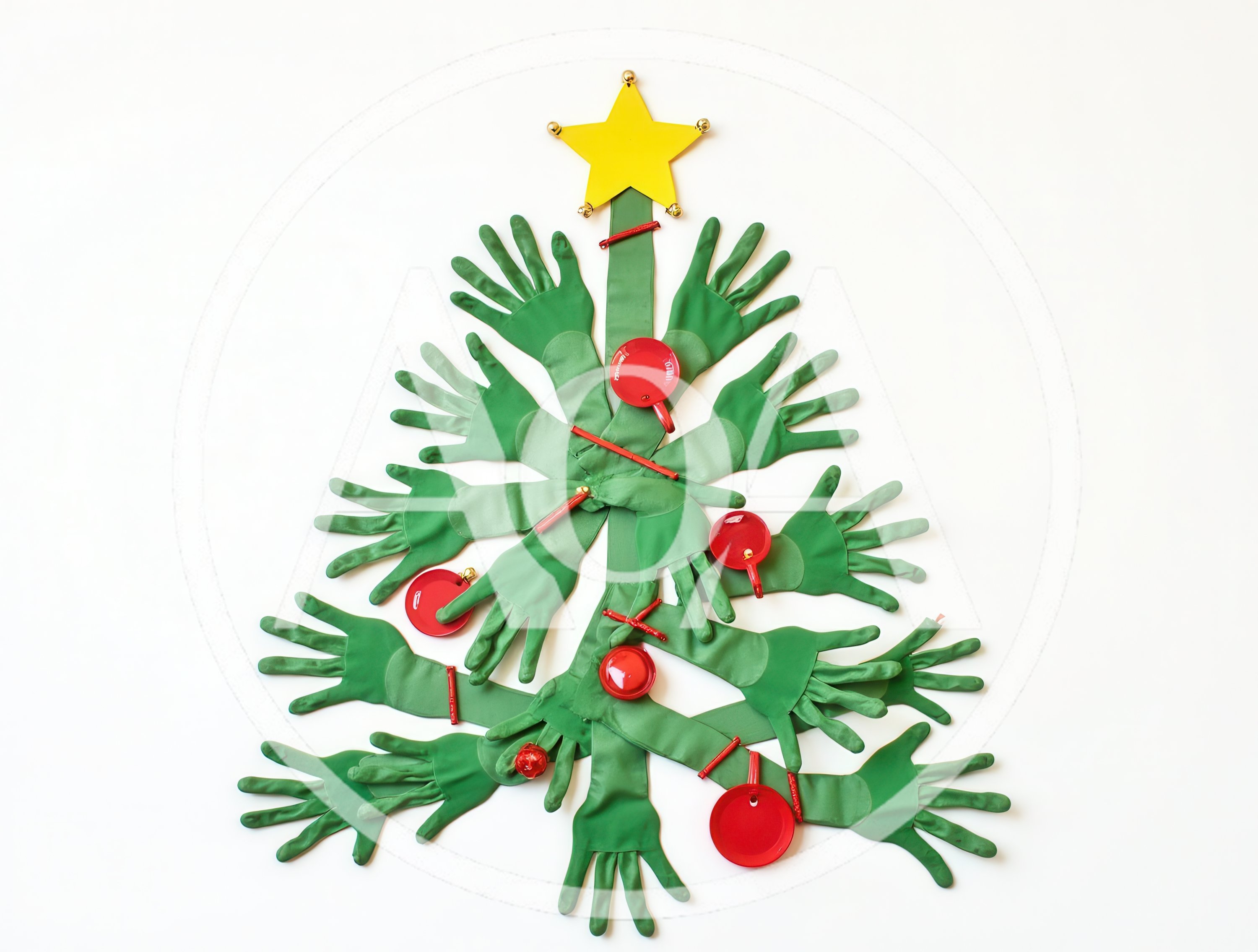 Creative Christmas Tree Made From Green Rubber Gloves