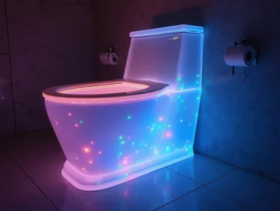 Futuristic Glowing Toilet With Neon LED Lighting