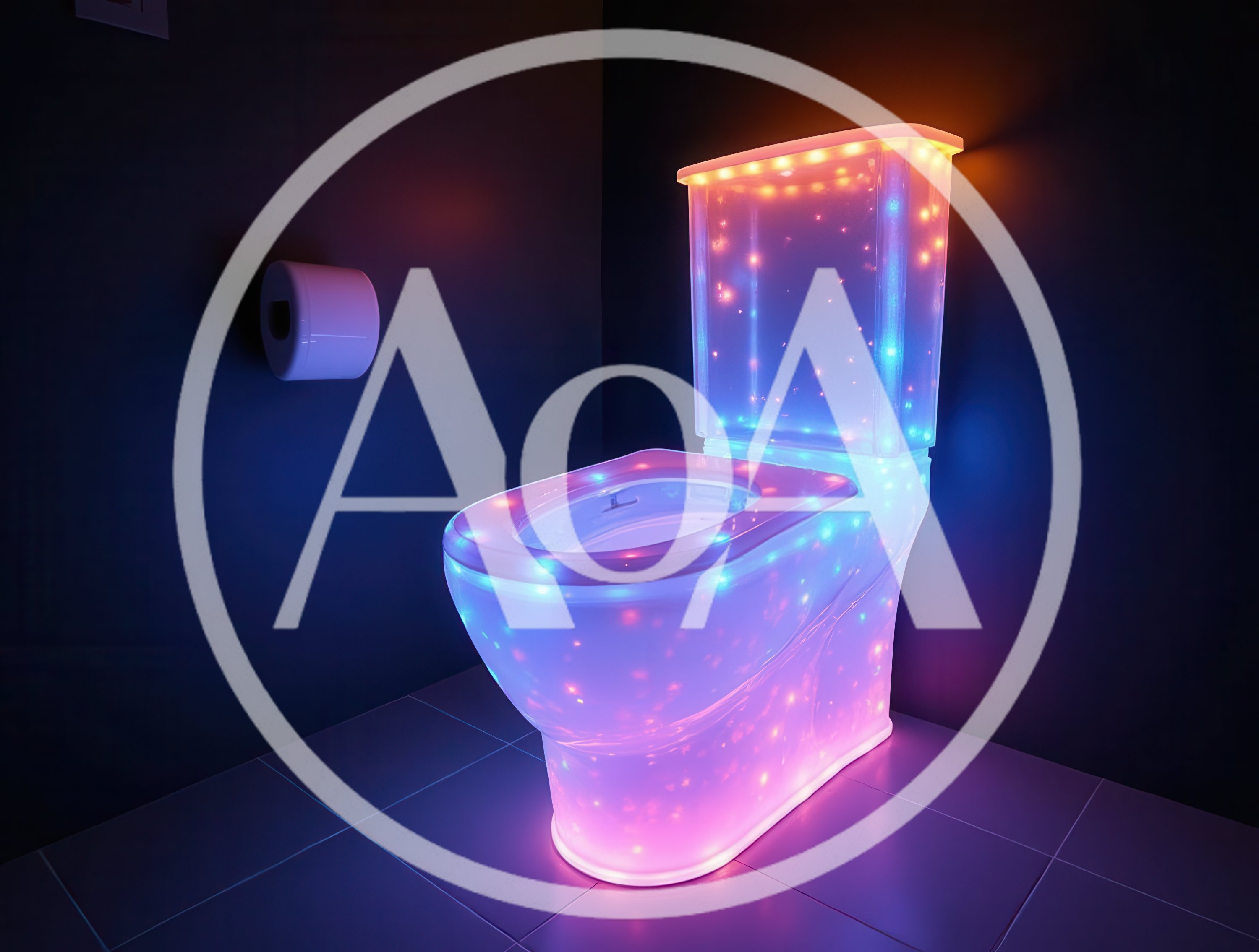 Illuminated LED Toilet In A Modern Bathroom
