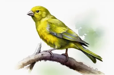 Digital Illustration Of A Yellow Canary On A Branch