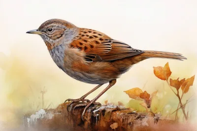 Watercolor Illustration Of A Dunnock Bird