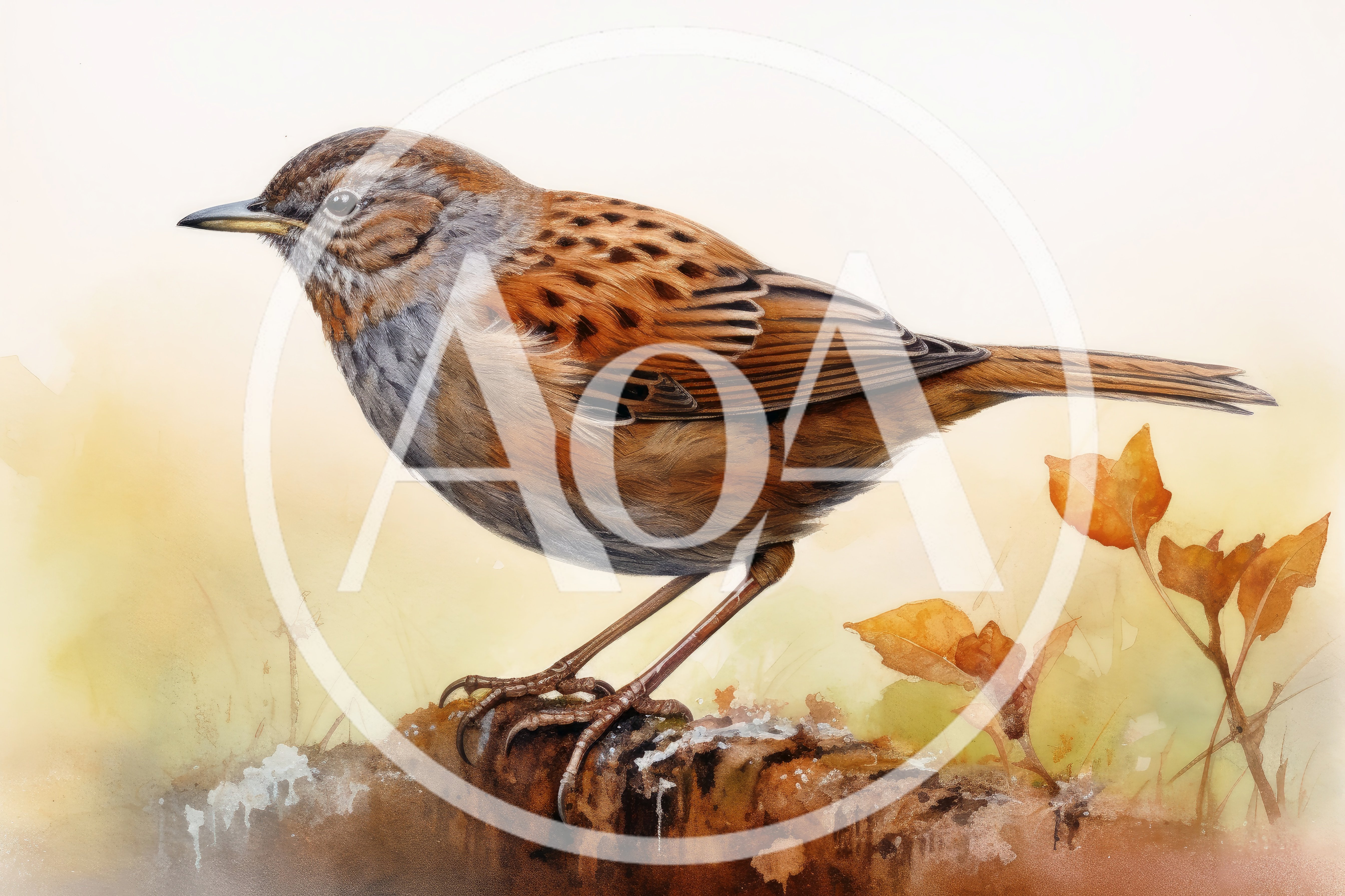 Watercolor Illustration Of A Dunnock Bird