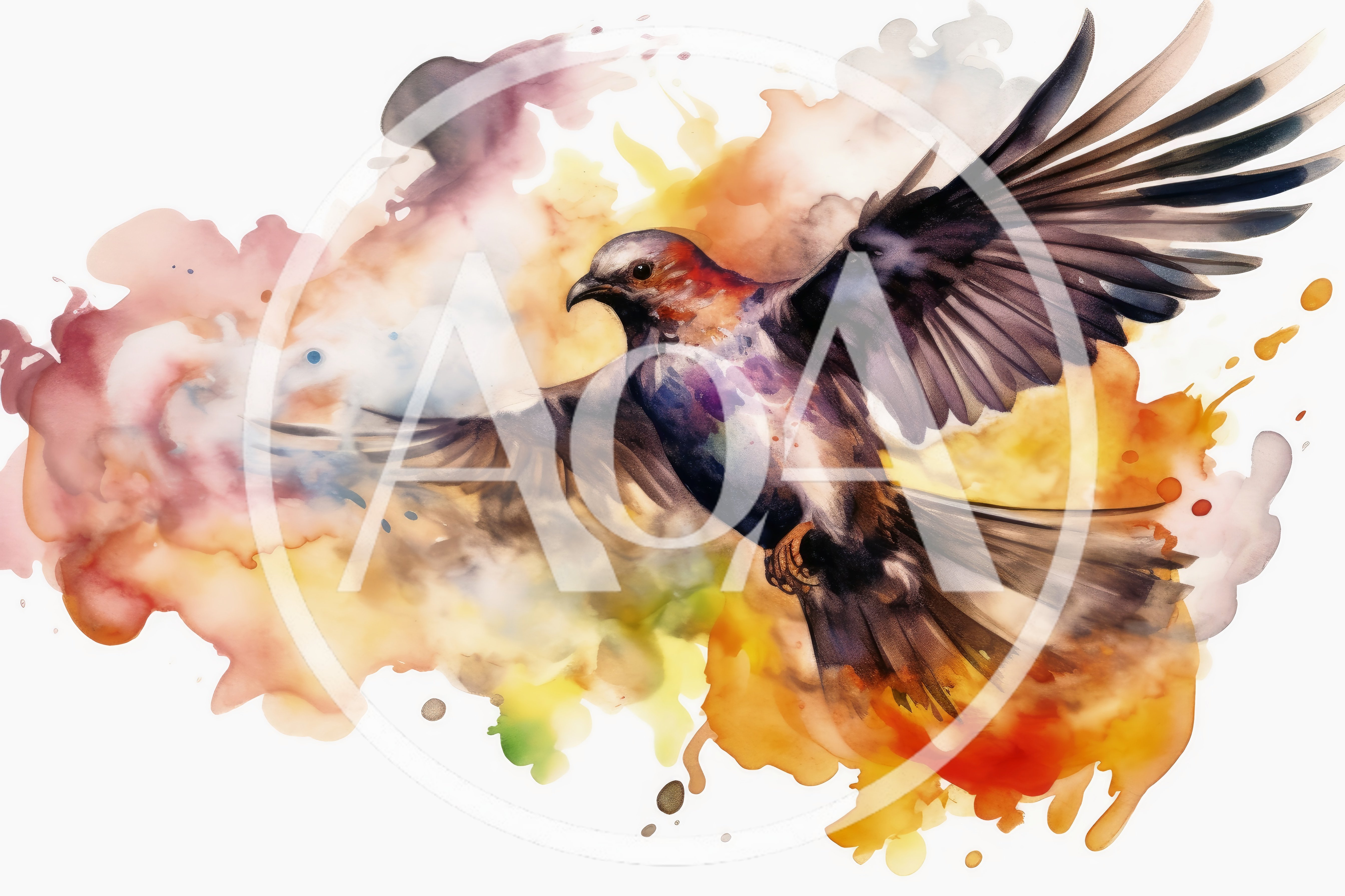 Watercolor Painting Of A Bird In Flight