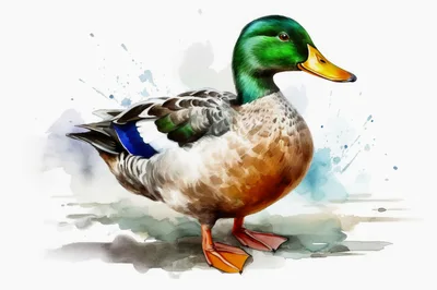 Watercolor Illustration Of A Mallard Duck