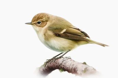 Detailed Illustration Of A Common Chiffchaff Perched On Branch