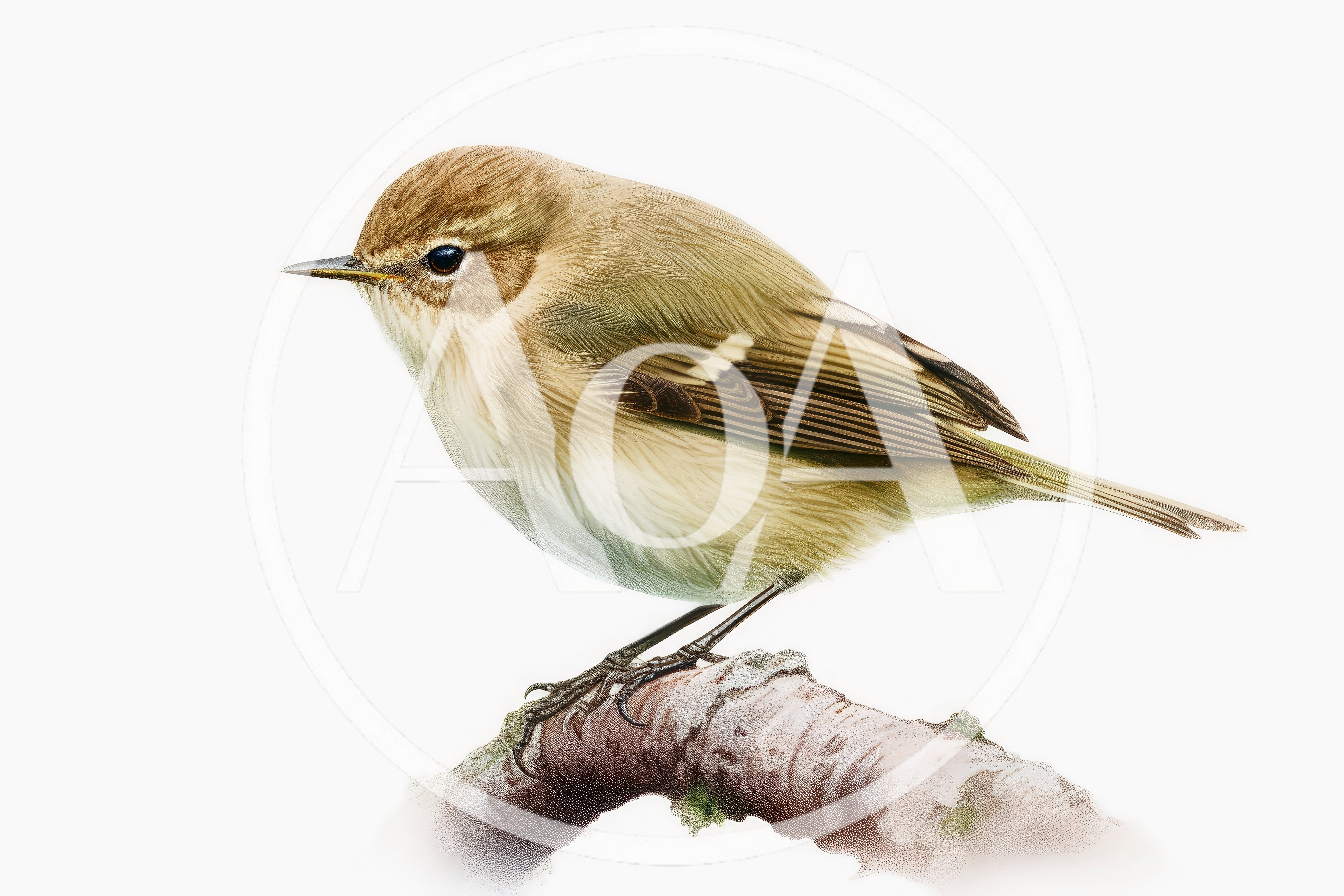 Detailed Illustration Of A Common Chiffchaff Perched On Branch