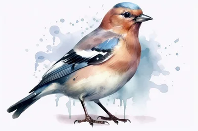 Watercolor Illustration Of A Common Chaffinch