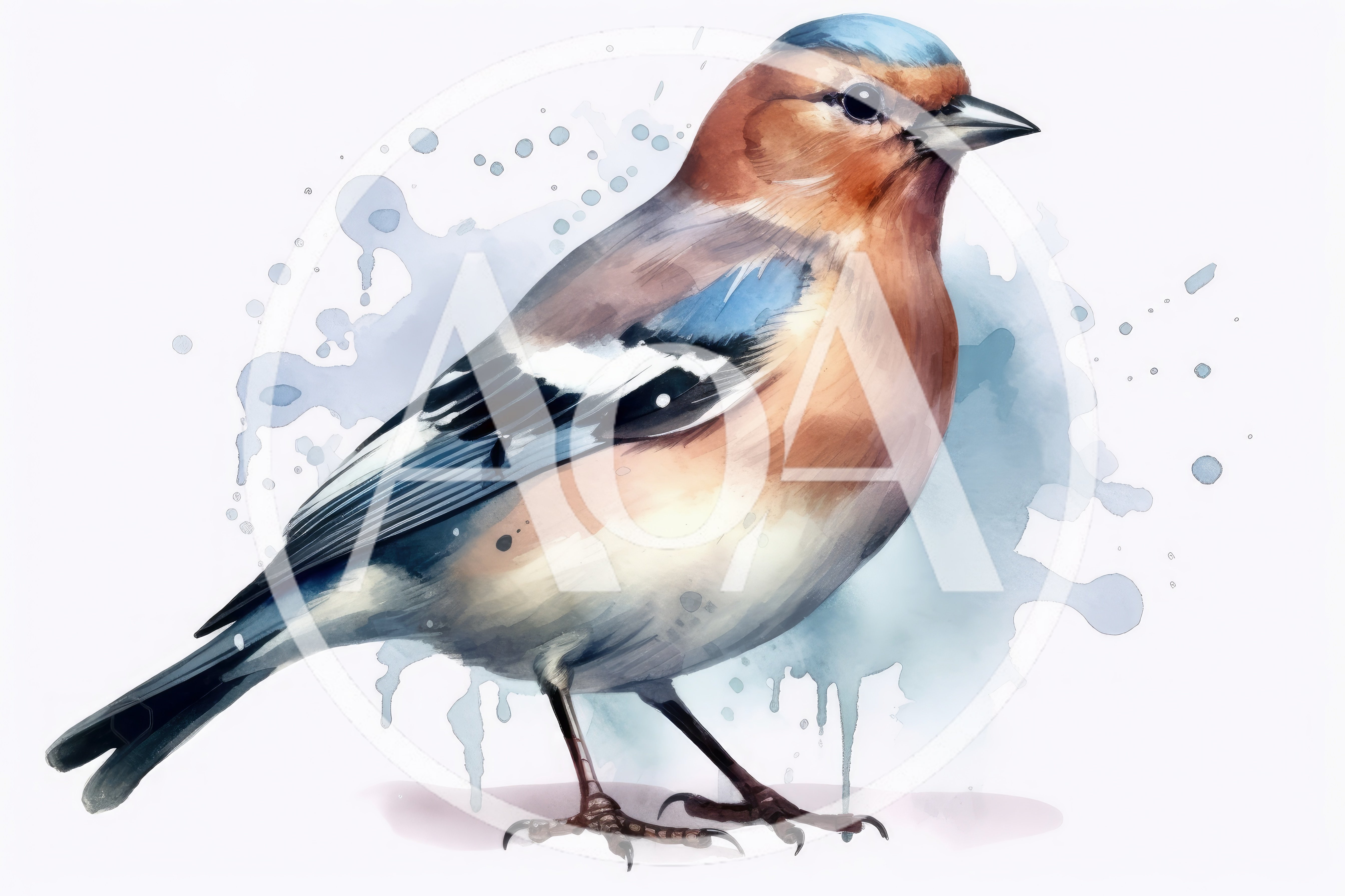 Watercolor Illustration Of A Common Chaffinch