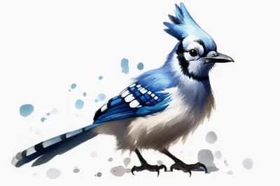 Watercolor Illustration Of A Blue Jay Bird