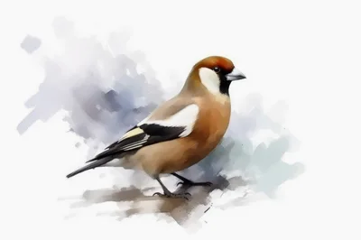Digital Painting Of A Hawfinch Bird