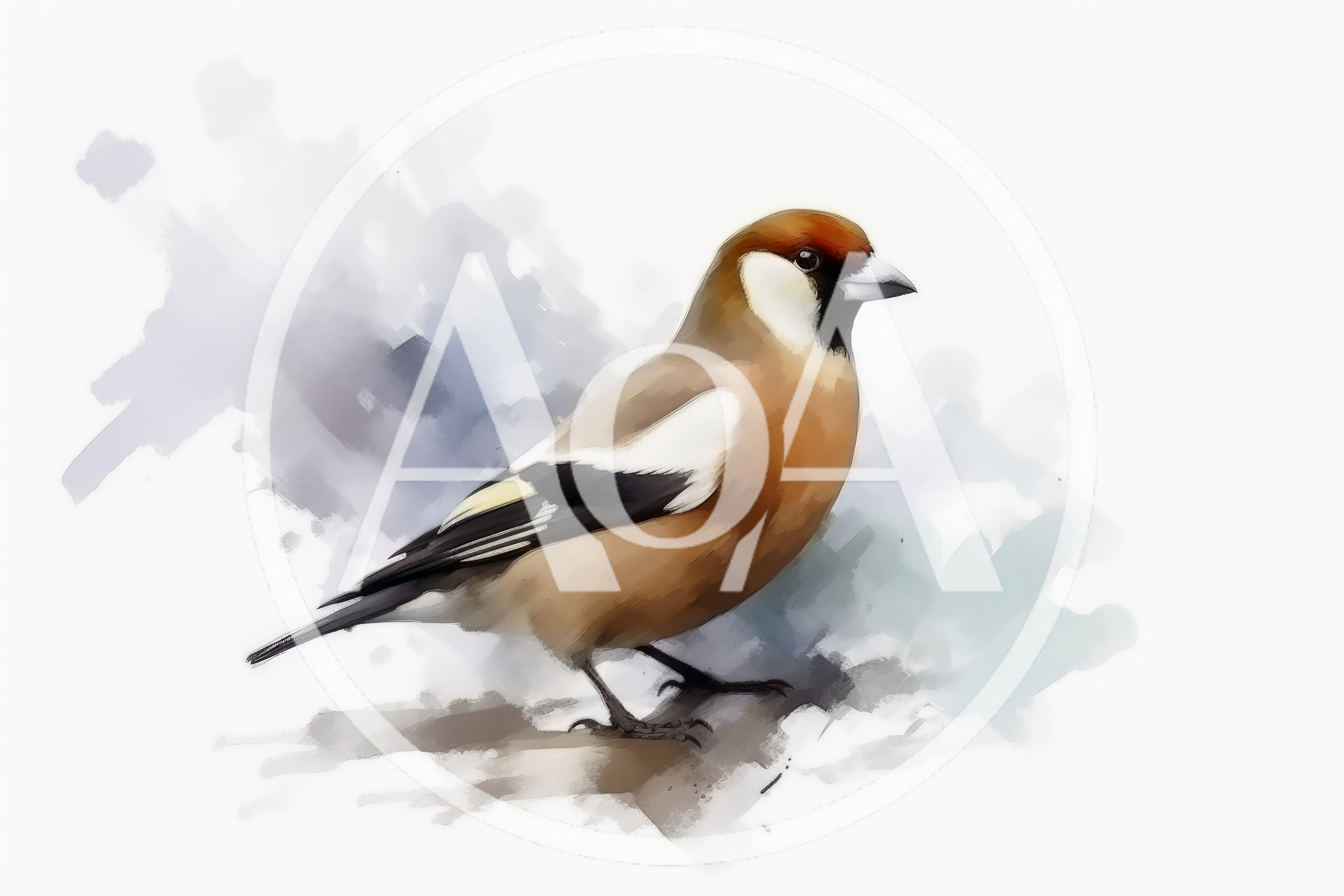 Digital Painting Of A Hawfinch Bird