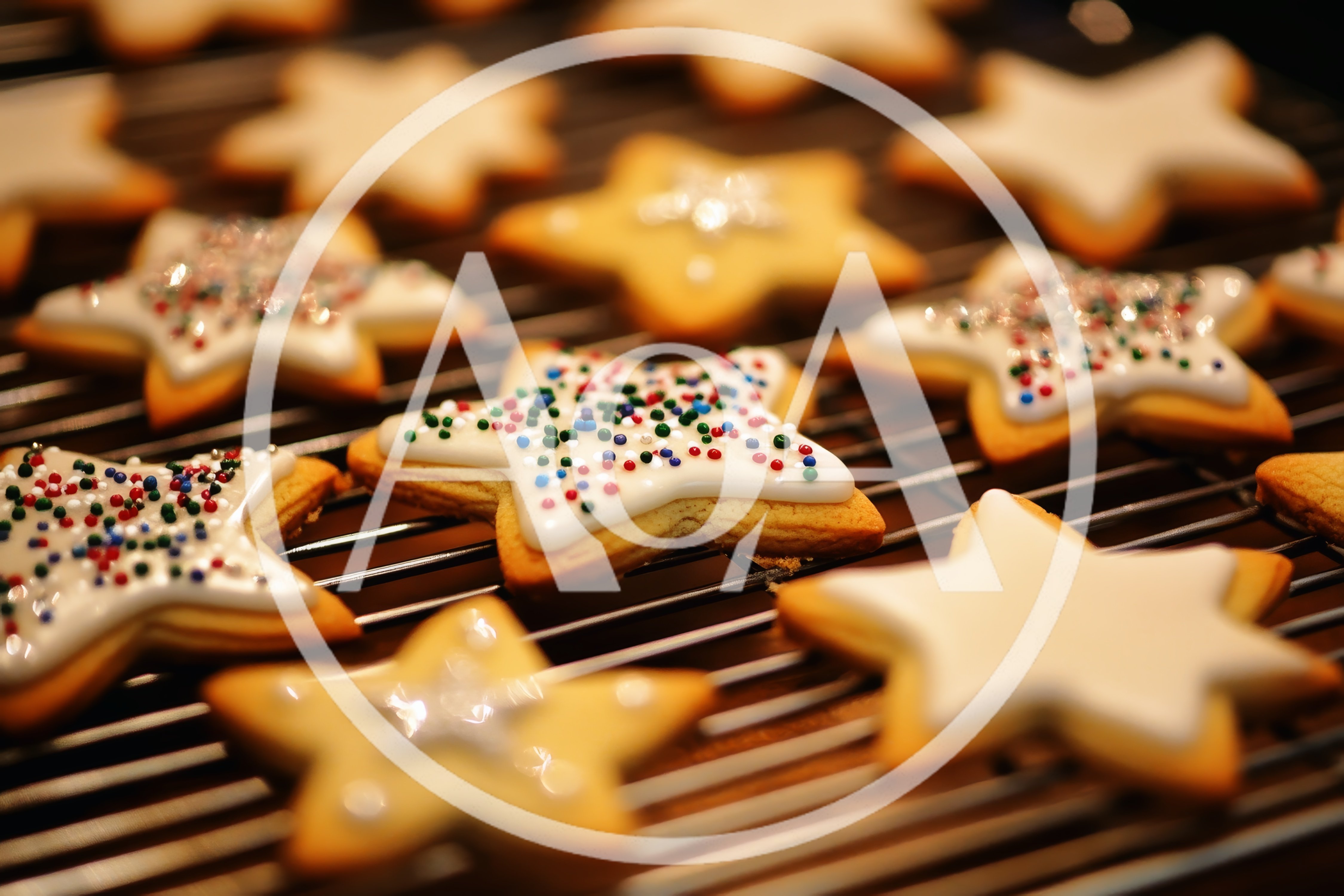 Star Shaped Christmas Cookies On A Cooling Rack