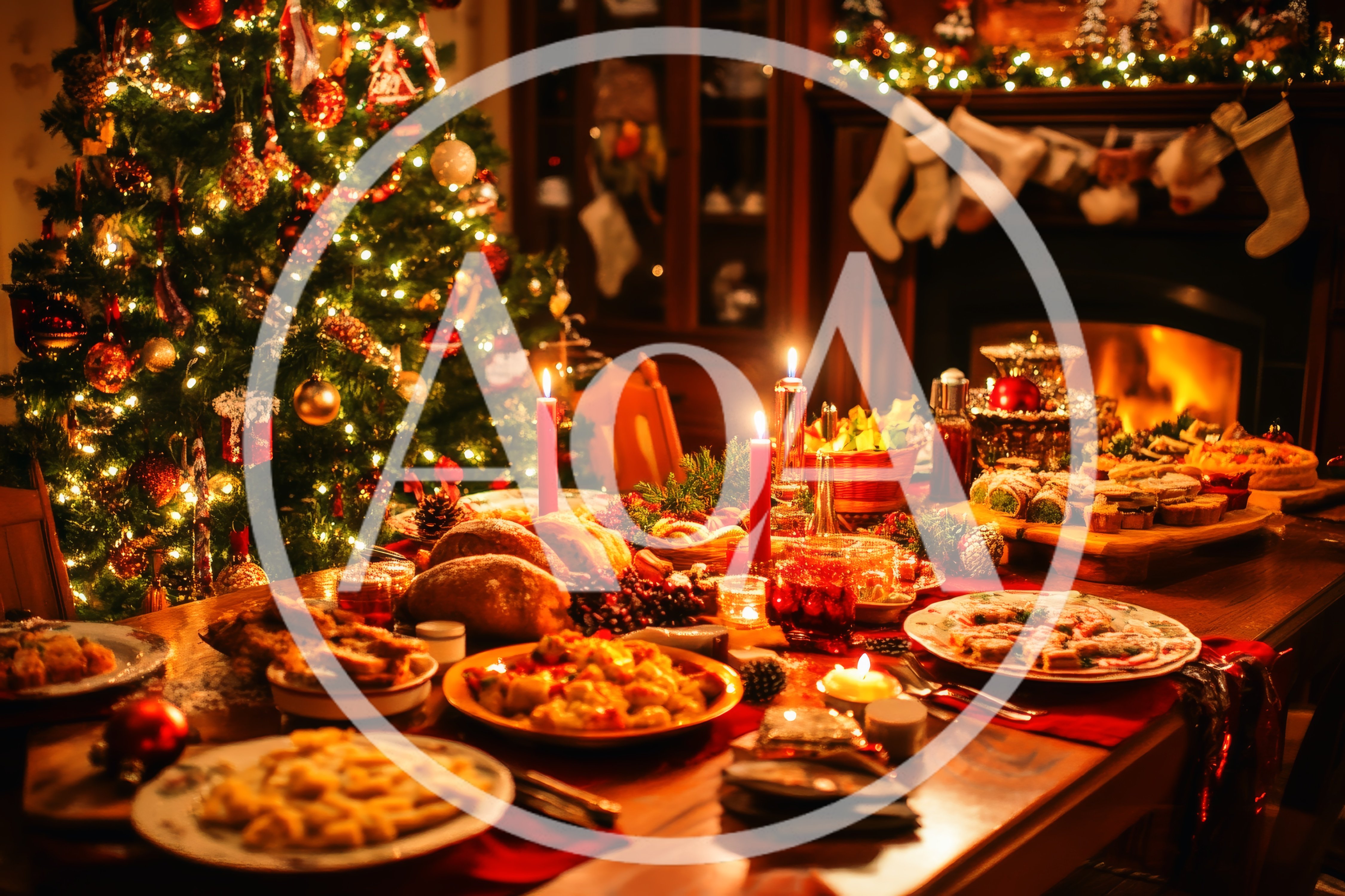 Festive Christmas Dinner Table With Holiday Decorations