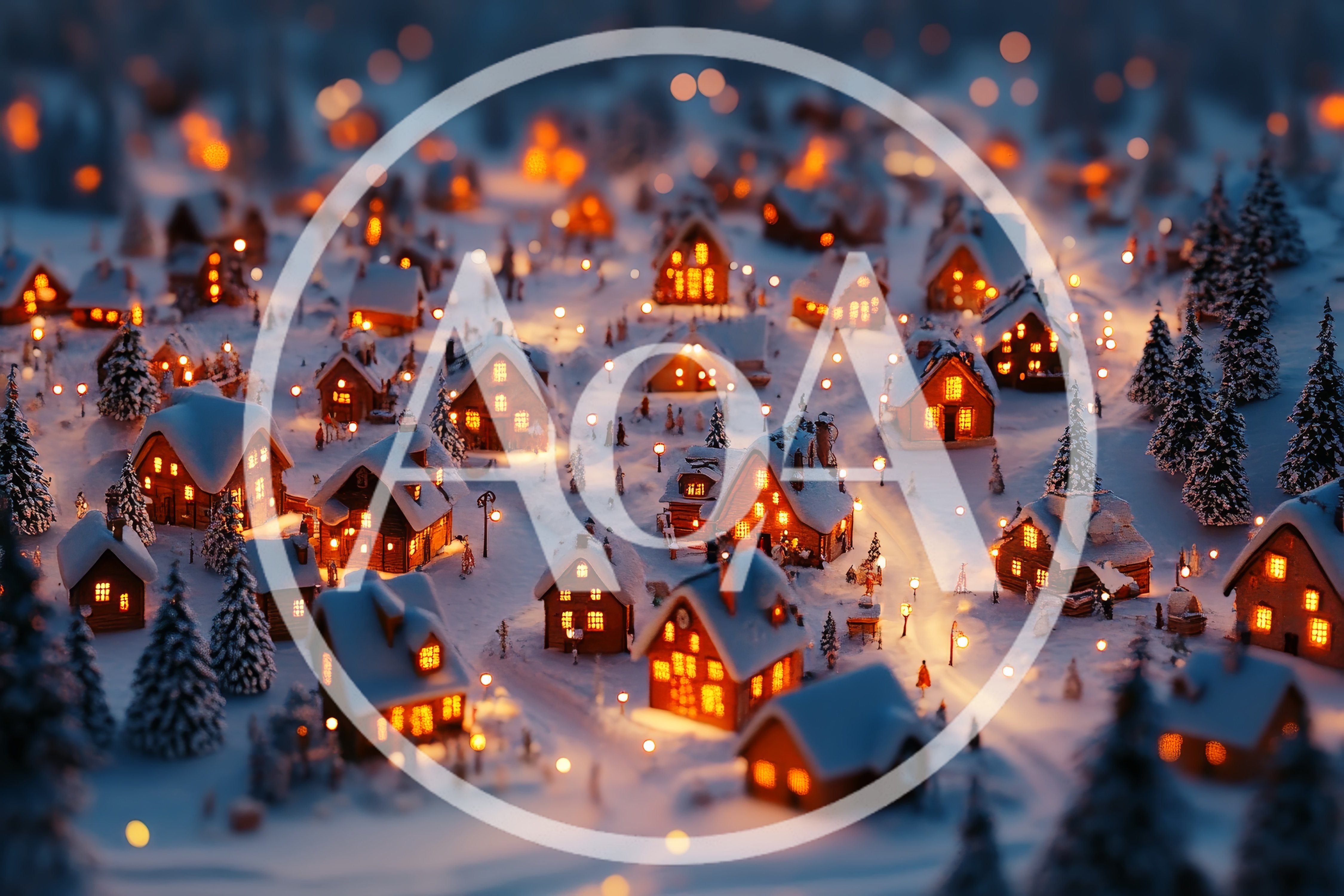 Miniature Snowy Christmas Village With Glowing Windows
